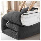 $60 DEITAS King Comforter Set 3 Pieces - 3D Jacquard Sherpa, Gray