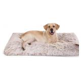 Bedfolks Extra Large Waterproof Plush Dog Crate Bed 41x27 Brown