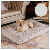 Bedfolks Extra Large Waterproof Plush Dog Crate Bed 41x27 Brown