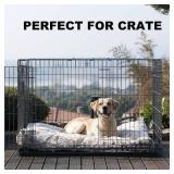 Bedfolks Extra Large Waterproof Plush Dog Crate Bed 41x27 Brown