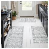 GRANNY SAYS Rug Set of 3, Non-Slip Faux Wool Mats, Grey