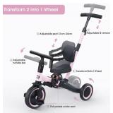 $90 newyoo Toddler Tricycle with Push Handle, Backrest, Belt - Pink