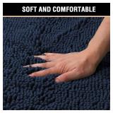 H.VERSAILTEX Navy Blue Bath Rug, Non-Slip Bath Mat 17x24