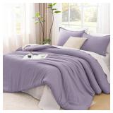 Litanika Grayish Lavender Purple Comforter Set Queen, 3-Piece