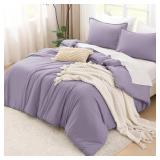 Litanika Grayish Lavender Purple Comforter Set Queen, 3-Piece
