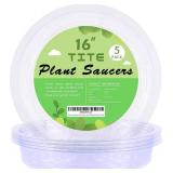 TITE 5-Pack Clear Plant Saucers, Drip Trays for Indoor/Outdoor