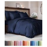 Navy Blue Duvet Cover Queen Size - Extra Soft & Lightweight