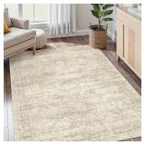 5x7 Area Rugs for Living Room, Washable, Non-Slip Beige Rug