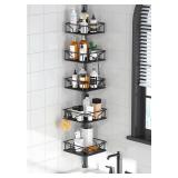 Skycarper 5-Tier Corner Shower Caddy with Hooks 62-116in Black