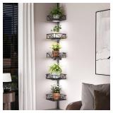 Skycarper 5-Tier Corner Shower Caddy with Hooks 62-116in Black