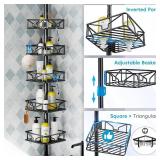 Skycarper 5-Tier Corner Shower Caddy with Hooks 62-116in Black