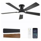 $100 52-Inch Ceiling Fan with Light, Remote, 3CCT, Dimmable LED, Black