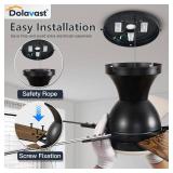 $100 52-Inch Ceiling Fan with Light, Remote, 3CCT, Dimmable LED, Black