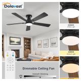 $100 52-Inch Ceiling Fan with Light, Remote, 3CCT, Dimmable LED, Black