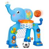 Toddler Basketball Hoop & Soccer Goal Toys for 1-3 Year Olds Blue