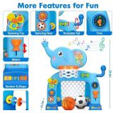 Toddler Basketball Hoop & Soccer Goal Toys for 1-3 Year Olds Blue