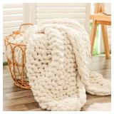 Bigacogo Chunky Knit Throw Blanket 40x60 in, Hand Knitted