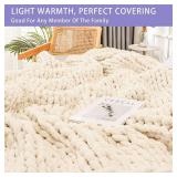 Bigacogo Chunky Knit Throw Blanket 40x60 in, Hand Knitted