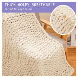 Bigacogo Chunky Knit Throw Blanket 40x60 in, Hand Knitted