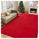 Amearea Modern Area Rug 4x6 ft Red Memory Foam, Non-Slip Indoor