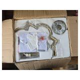 $90 4-Light Brushed Gold Chandelier, 15.6" Farmhouse Geometric Pendant