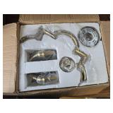 $90 4-Light Brushed Gold Chandelier, 15.6" Farmhouse Geometric Pendant