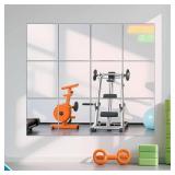 Ruomeng Gym Mirror Tiles - 14x12 in, 12Pcs, Frameless Wall Mounted