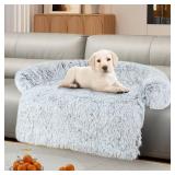 Dog Couch Bed Protector with Memory Foam, Removable Plush Cover