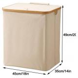 Bamboo Laundry Basket with Handles, Collapsible, Beige 49x35x45cm