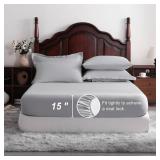 $48 NTBAY Queen Comforter Set with Sheets, 7 Pieces, Light Grey