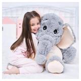 $48 IKASA Elephant Stuffed Plush Toy (Gray, 39in)