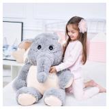 $48 IKASA Elephant Stuffed Plush Toy (Gray, 39in)