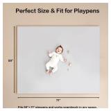 $50 71x59" Vegan Leather Baby Play Mat, Thick Foam, Waterproof (Gray)