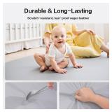 $50 71x59" Vegan Leather Baby Play Mat, Thick Foam, Waterproof (Gray)