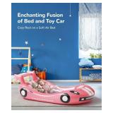 $46 QPAU Inflatable Toddler Travel Bed with Sides, Pump (Pink)