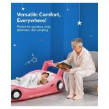 $46 QPAU Inflatable Toddler Travel Bed with Sides, Pump (Pink)