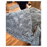 $50 Flannel Fleece Comforter King Set - Grey Leaves Faux Fur Bedding