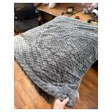 $50 Flannel Fleece Comforter King Set - Grey Leaves Faux Fur Bedding