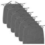 $66 Dining Chair Cushions, 2" Thick, D-Shaped 17x16, Set of 6, Grey