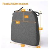 $66 Dining Chair Cushions, 2" Thick, D-Shaped 17x16, Set of 6, Grey