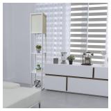 $60 Simple Designs LF1014-WHT Etagere Organizer Shelf Lamp, White