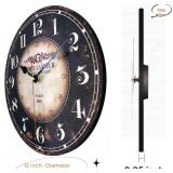 Mrocioa 16in Round Black Paris Wall Clock with Big Numerals
