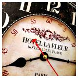 Mrocioa 16in Round Black Paris Wall Clock with Big Numerals