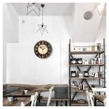 Mrocioa 16in Round Black Paris Wall Clock with Big Numerals