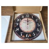 Mrocioa 16in Round Black Paris Wall Clock with Big Numerals