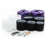 $260 Leize Crystal Singing Bowl Set of 7 with Case 6-12 in A-G 432Hz