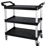 $98 Plastic Utility Cart, 3-Tier Rolling Cart, Lockable Wheels, 510lb