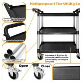$98 Plastic Utility Cart, 3-Tier Rolling Cart, Lockable Wheels, 510lb