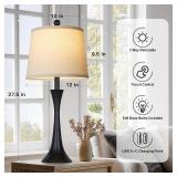 $90 Rinweey 27.5" Table Lamps Set of 2, 3-Way Dimmable USB-C, Black