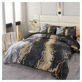 $72 PERFEMET Cal King 6-Piece Bed in a Bag Black Marble Comforter Set